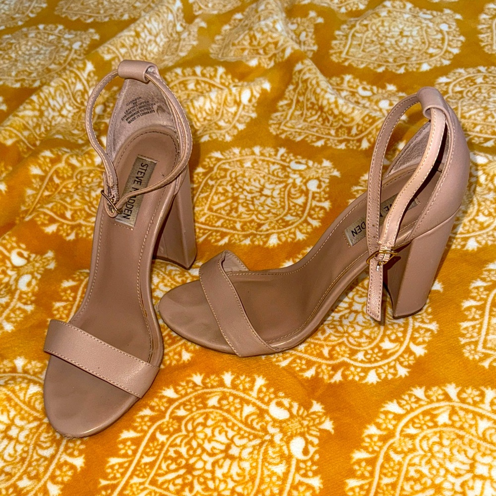 Steve Madden Carrson Nude Block Heel Sandals - 8